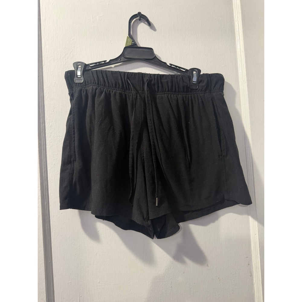 Athletic Works Womens Black Active Shorts Medium Drawstring Elastic Waist Pocket